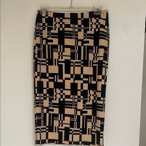 Bobeau Black and Tan Knee Length Pencil Skirt S